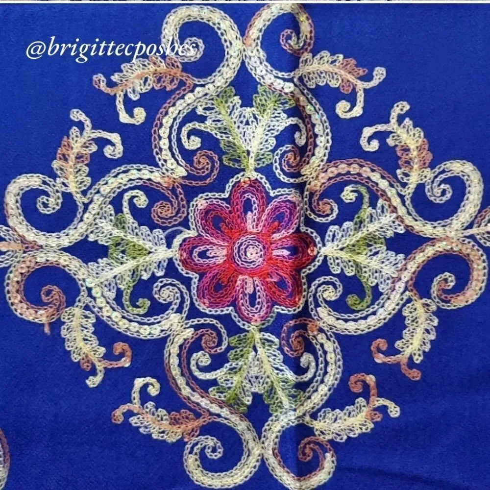 CHALINA Blue Embroidered Shawl